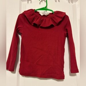 ❤️ H&M | Red Ruffle Collar Ribbed Long Sleeve Top